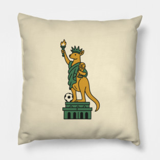 Kangaroo Statue of Liberty Pillow