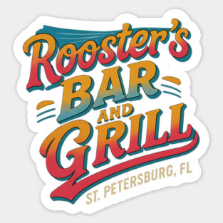 Rooster’s Bar and Grill Logo - Retro Beach Bar Design from St. Petersburg FL Magnet