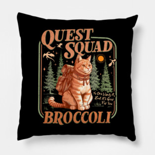 Quest Fantasy Squad Broccoli Kitten Funny Cat Pillow