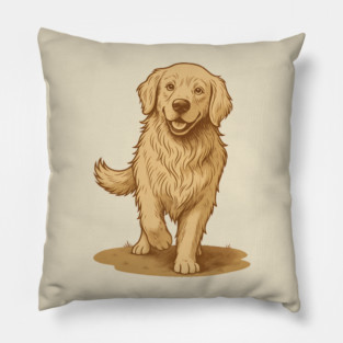 Golden Retriever – Vintage Style Dog Art for Animal Lovers Pillow