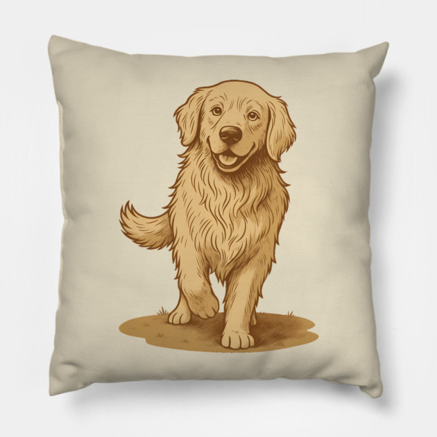 Golden Retriever – Vintage Style Dog Art for Animal Lovers Pillow by DonWillisJrArt