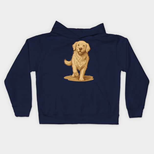 Golden Retriever – Vintage Style Dog Art for Animal Lovers Kids Hoodie by DonWillisJrArt