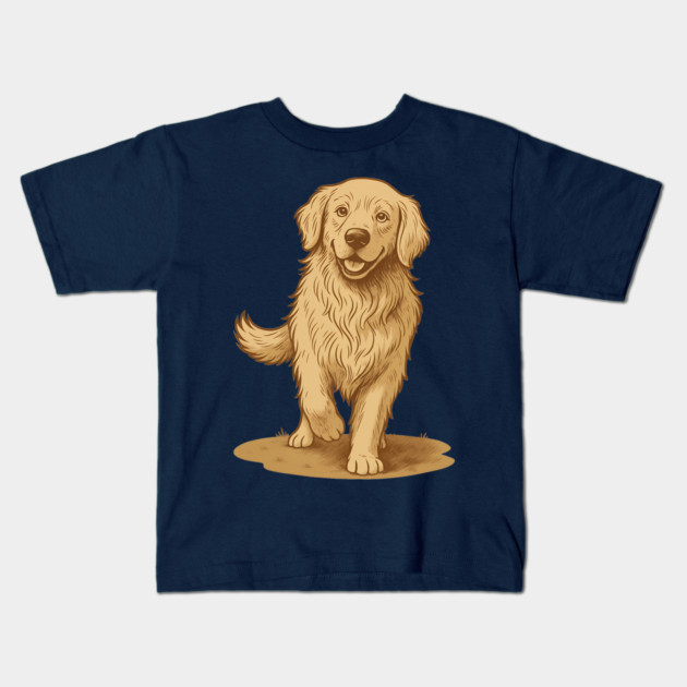 Golden Retriever – Vintage Style Dog Art for Animal Lovers Kids T-Shirt by DonWillisJrArt