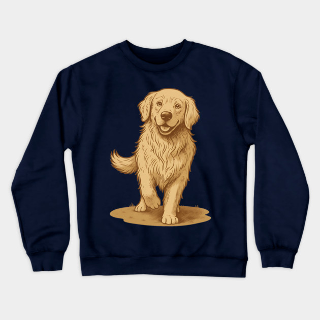 Golden Retriever – Vintage Style Dog Art for Animal Lovers Crewneck Sweatshirt by DonWillisJrArt