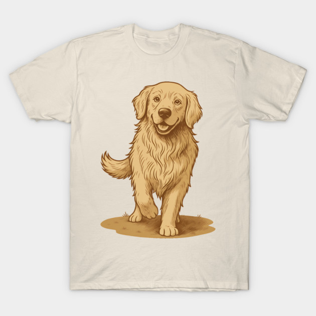 Golden Retriever – Vintage Style Dog Art for Animal Lovers T-Shirt by DonWillisJrArt
