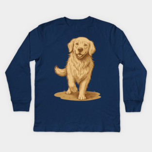 Golden Retriever – Vintage Style Dog Art for Animal Lovers Kids Long Sleeve T-Shirt