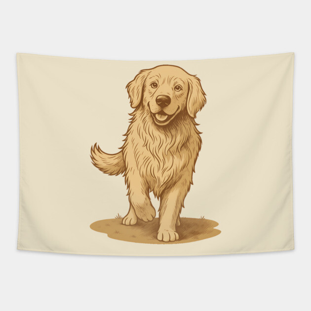 Golden Retriever – Vintage Style Dog Art for Animal Lovers Tapestry by DonWillisJrArt