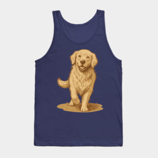 Golden Retriever – Vintage Style Dog Art for Animal Lovers Tank Top