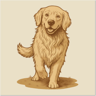 Golden Retriever – Vintage Style Dog Art for Animal Lovers Posters and Art