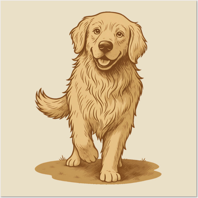 Golden Retriever – Vintage Style Dog Art for Animal Lovers Wall Art by DonWillisJrArt