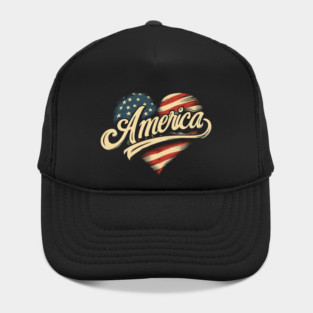 America Flag Heart Hat