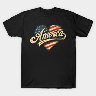 America Flag Heart T-Shirt
