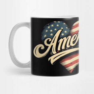 America Flag Heart Mug