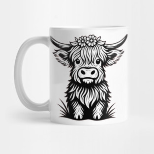 Highland Cow Floral Cute Western Style Art Mug