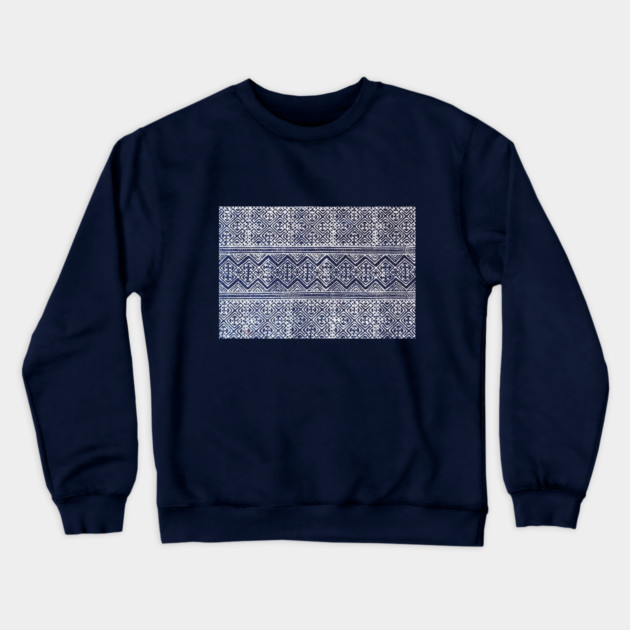 Khajua Indigo – Sacred Geometry of the Hmong Spirit Crewneck Sweatshirt by Pimcolle