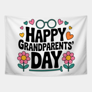 Happy Grandparents Day Grandpa Grandma Walking Stick Tapestry