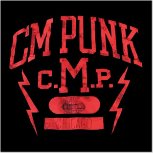 CM Punk Vintage Black Tee Posters and Art