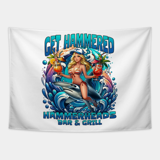 Hammerheads Bar & Grill Ocean City Boardwalk Maryland Tapestry by Joaddo