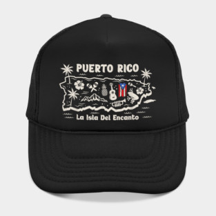 Puerto Rico La Isla Del Encanto Puerto Rican Flag Retro Hat