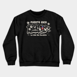 Puerto Rico La Isla Del Encanto Puerto Rican Flag Retro Crewneck Sweatshirt