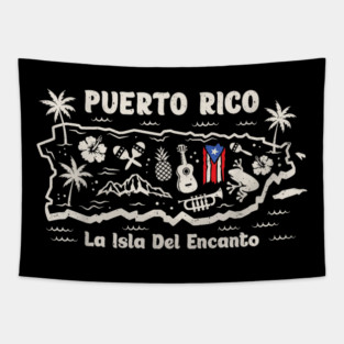 Puerto Rico La Isla Del Encanto Puerto Rican Flag Retro Tapestry