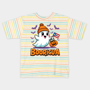 Booricua Funny Halloween Puerto Rican Ghost Kids T-Shirt