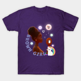 Brown Girl Cute Afro Puff T-Shirt