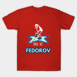 Sergei Fedorov Red Wings Vintage NHL 94 Character T-Shirt