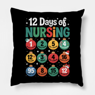 12 Days Of Nursing Christmas Nurse Peds RN NICU Er Med Surg Pillow