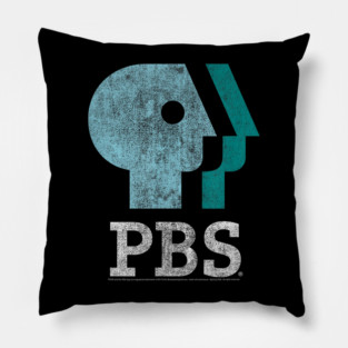 Blue Teal and White Logo Public Broadcasting Service Pillow