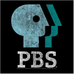 Blue Teal and White Logo Public Broadcasting Service Posters and Art