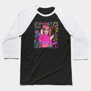 Glow Hard or Go Home - 80tys Style Glow Party Baseball T-Shirt