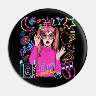 Glow Hard or Go Home - 80tys Style Glow Party Pin