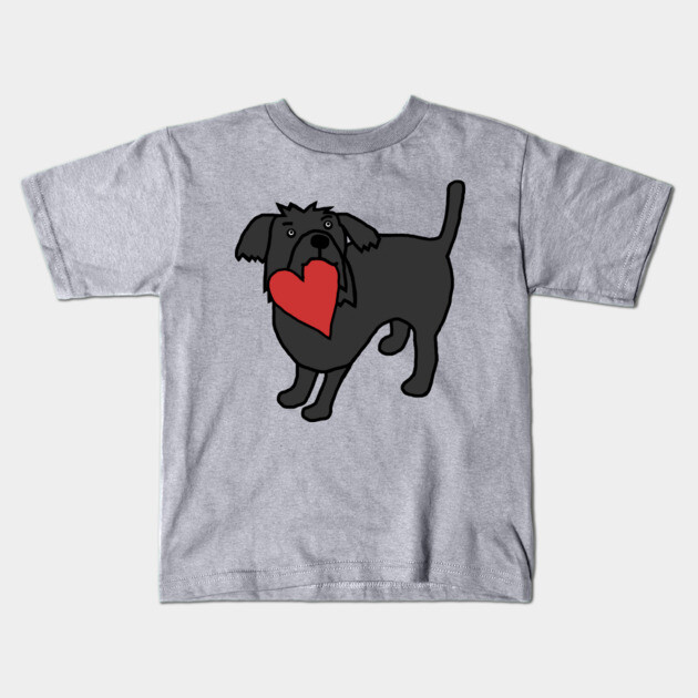 Cute Dog with Love Heart for Valentines Day Kids T-Shirt by ellenhenryart