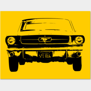 Mustang I Fastback 1964 Sketch Black Posters and Art