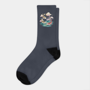 Fish Flying Over Water Socks