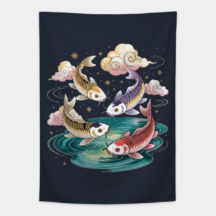 Fish Flying Over Water Tapestry
