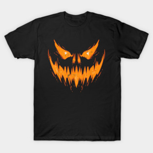 Scary Pumpkin Face Halloween Art T-Shirt