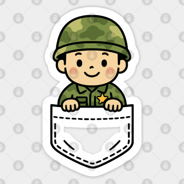 Cute Boy Soldier Pocket Pal Soldier Support Dad in Military Sticker by Yesteeyear