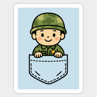 Cute Boy Soldier Pocket Pal Soldier Support Dad in Military Magnet