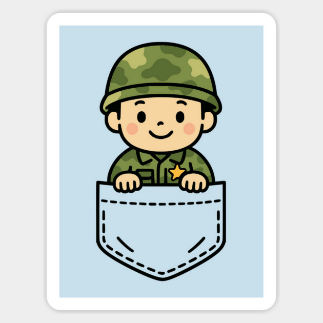 Cute Boy Soldier Pocket Pal Soldier Support Dad in Military Magnet by Yesteeyear