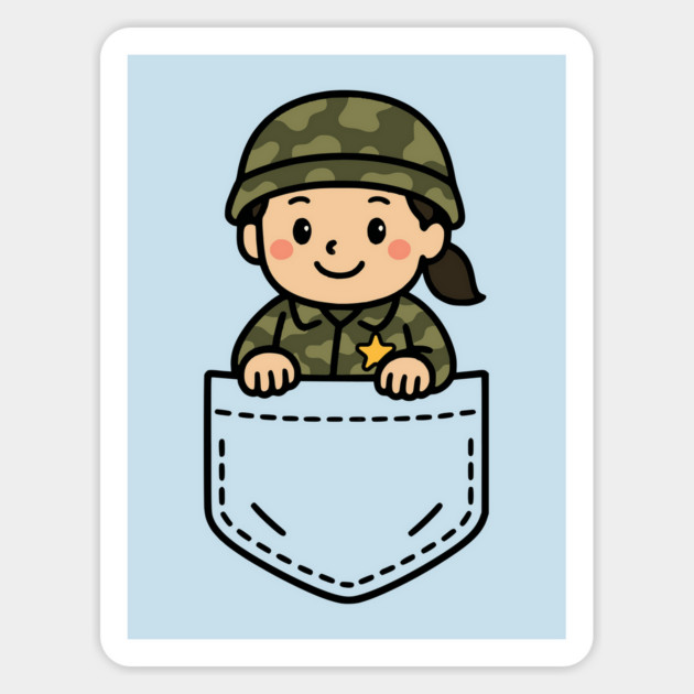 Cute Girl Soldier Pocket Pal Military Support Mom Daughter Magnet by Yesteeyear