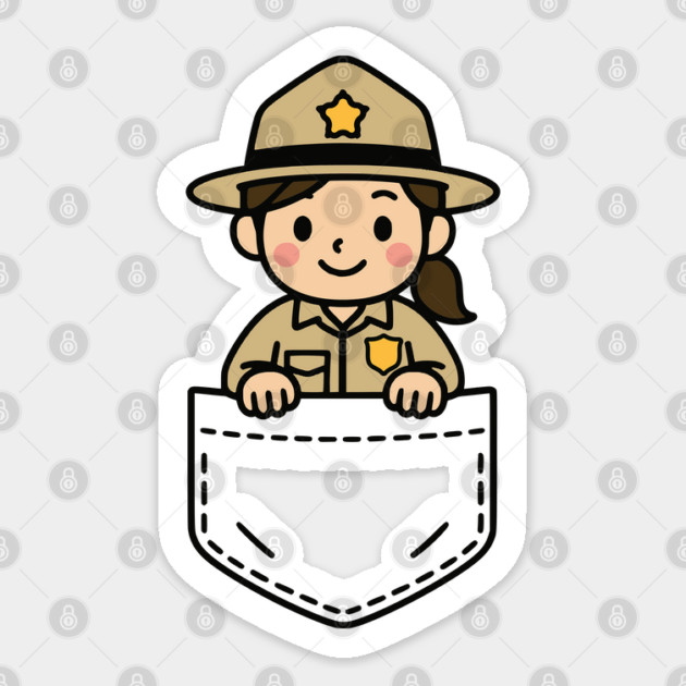Funny Park Ranger Pocket Pal Cute Ranger Nature Explorer Sticker by Yesteeyear