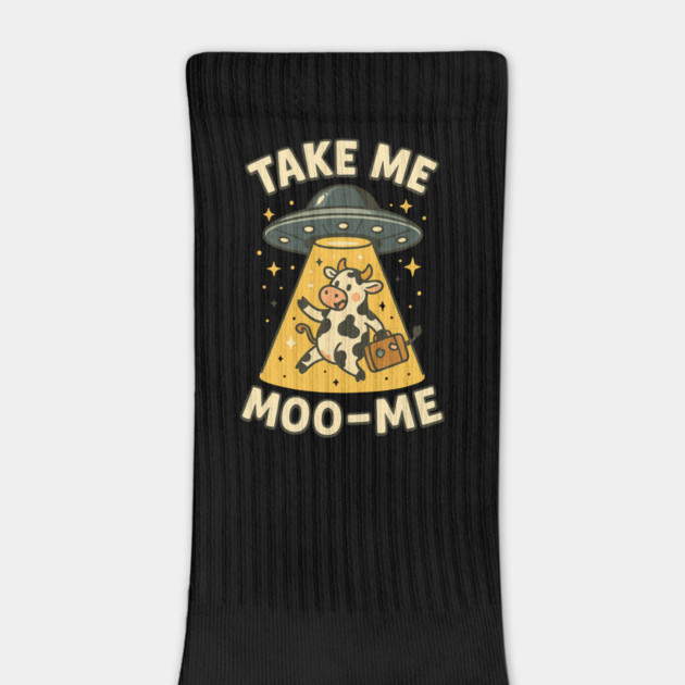 Take Me Moo-Me – Funny UFO Cow Abduction Cartoon Design by Anne Lee