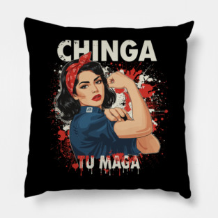 Retro Chinga Tu MAGA Statement Pillow