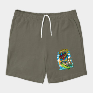Crazy Tiki Surfer – Wild Island Vibes on the Waves Shorts