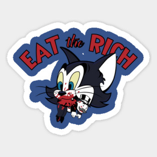 EAT THE RICH (VINTAGE CARTOON CAT) Sticker