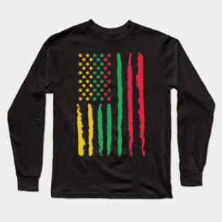 Pan African - American Flag Long Sleeve T-Shirt