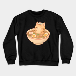 Ramen Bath Cat Onsen Kawaii Cute Japanese Food Crewneck Sweatshirt