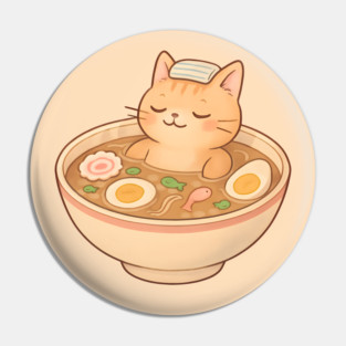 Ramen Bath Cat Onsen Kawaii Cute Japanese Food Pin